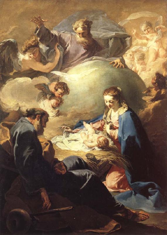 PELLEGRINI, Giovanni Antonio The Nativity with God the Father and the Holy Ghost oil painting image